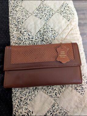 Genuine Cowhide Brown Women's Fold-Over Wallet